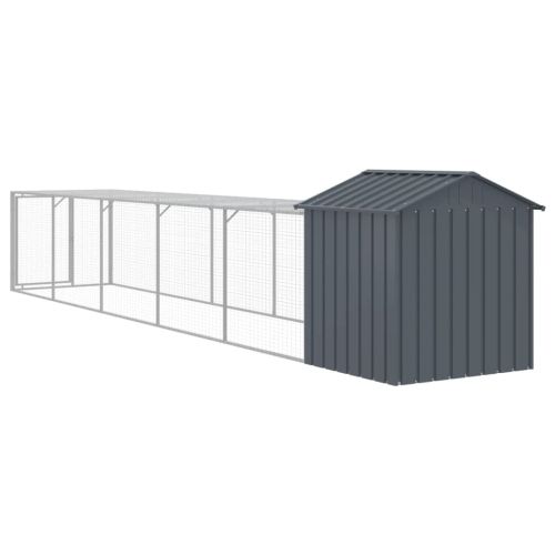 Клетка за пилета с волиера, антрацит, 117x609x123 см, стомана