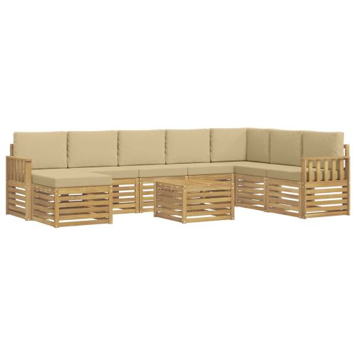 Комплект дивани за открито 7 pcs Бял и Бежов 59 x 59 x 37 см