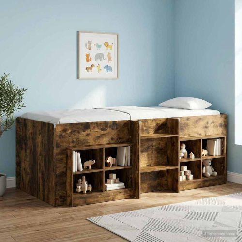 Легло за деца с висока рамка 2 pcs Опушен дъб 90 x 200 cm