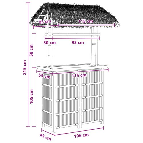 Външна бар маса Естествен 115 x 95 x 215 см Бамбук