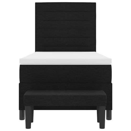 Легло с пружинирана основа с таблото Черно 90 x 200 cm текстил