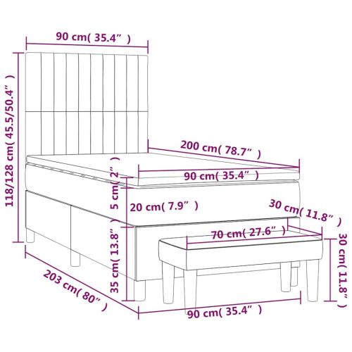Боксспринг легло с матрак, тъмнозелено, 90x200 см, кадифе