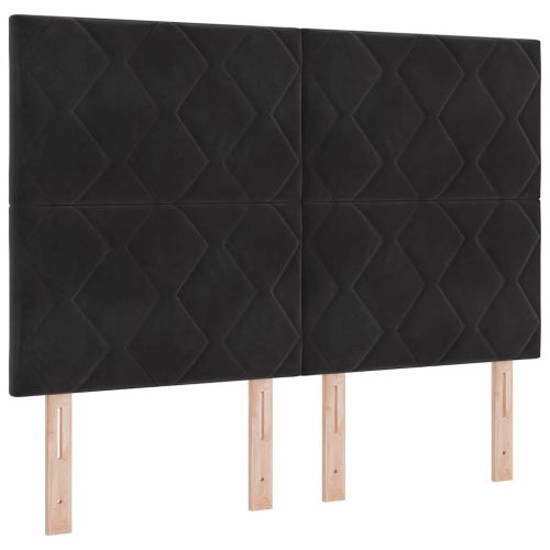 Легло с пружинирана основа с таблото Черно 140 x 190 cm Кадифе