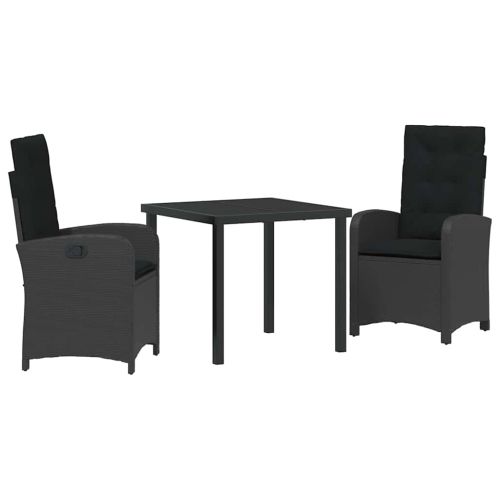 Комплект за хранене в градината 3 pcs Черно полиратан