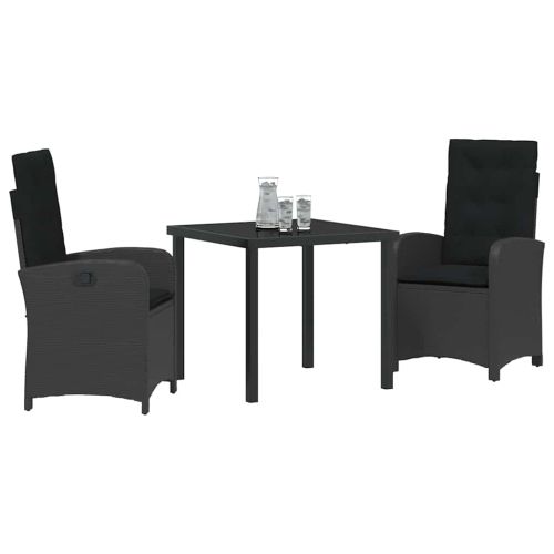 Комплект за хранене в градината 3 pcs Черно полиратан