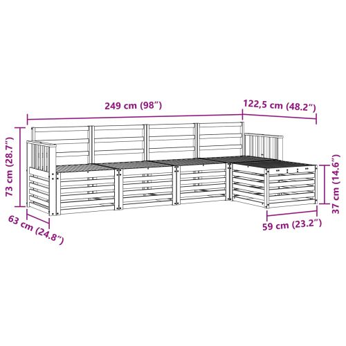 Комплект дивани за открито 5 pcs Бяло 249 x 122,5 x 73 см