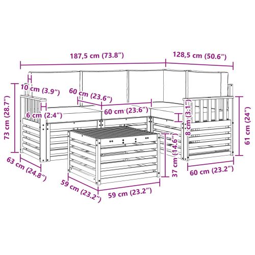 Комплект дивани за открито 5 pcs Бяло и антрацит