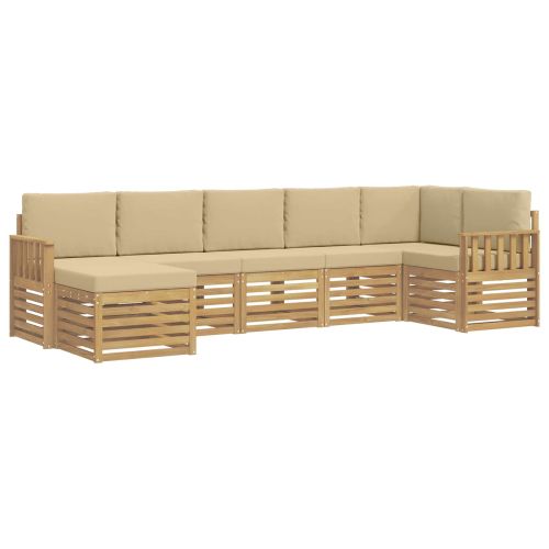 Комплект дивани за открито 6 pcs Бял и Бежов