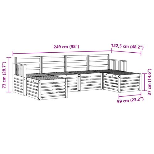 Комплект дивани за открито 5 pcs Бяло 249 x 122,5 x 73 см