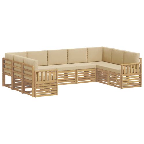 Комплект дивани за открито 7 pcs Бял и Бежов