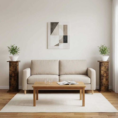 Стойка за растения 2 pcs Опушен дъб 30,5 x 30 x 80,5 см