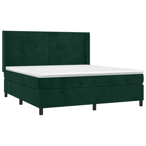 Боксспринг легло с матрак, тъмнозелено, 160x200 см, кадифе