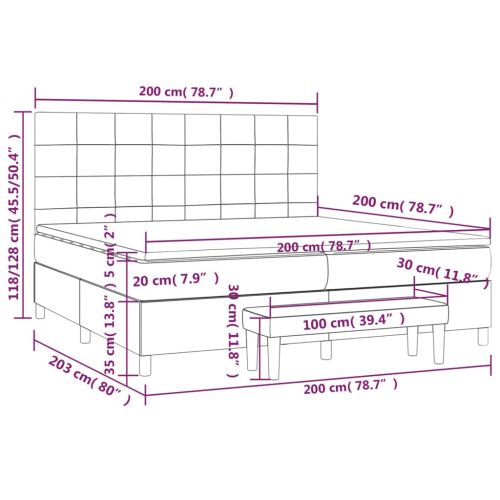 Боксспринг легло с матрак, розово, 200x200 см, кадифе