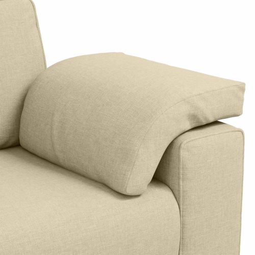 Диван 3 pcs Крем 219 x 80 x 82 см Ленена смесена тъкан