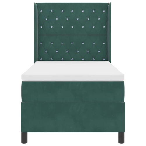 Легло с пружинирана основа Тъмен зелен 100 x 200 cm Кадифе