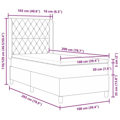 Легло с пружинирана основа Тъмен зелен 100 x 200 cm Кадифе