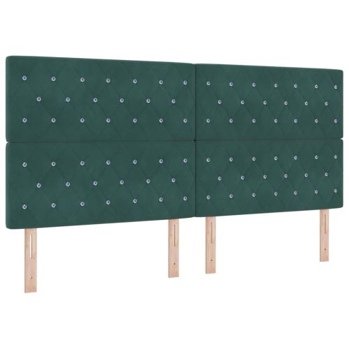 Легло с пружинирана основа Тъмен зелен 200 x 200 cm Кадифе