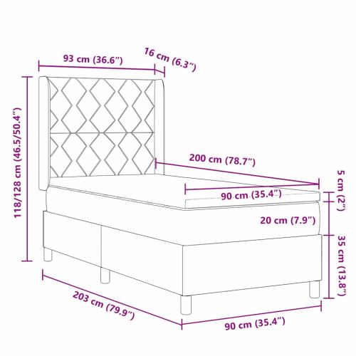 Легло с пружинирана основа с матрак Синьо 90 x 200 cm Кадифе