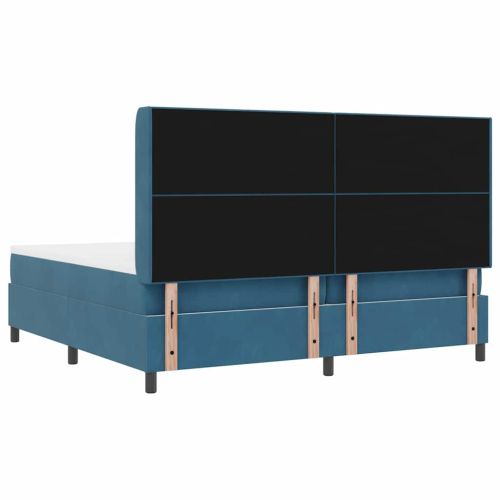 Легло с пружинирана основа с матрак Синьо 200 x 200 cm Кадифе
