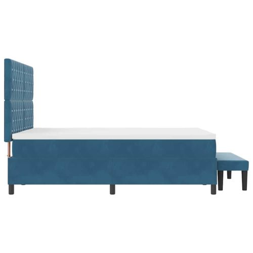 Легло с пружинирана основа Тъмносиньо 200 x 140 cm Кадифе