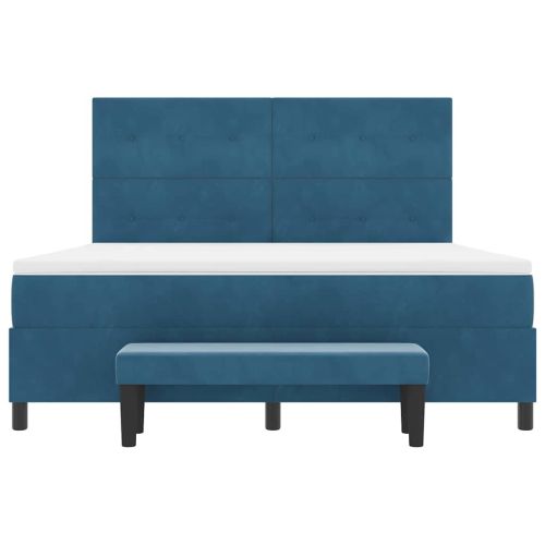 Легло с пружинирана основа Тъмносиньо 200 x 180 cm Кадифе