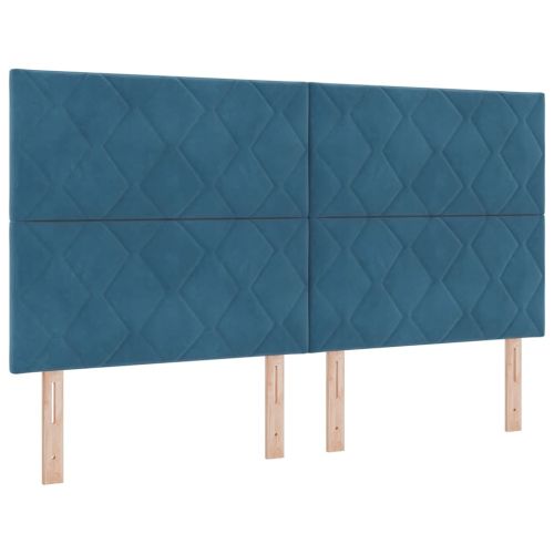 Легло с пружинирана основа Тъмносиньо 200 x 180 cm Кадифе