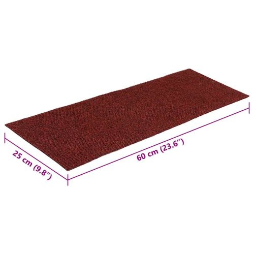 Самозалепващи се постелки за стълби, 30 бр., 60x25 см, бордо червени, правоъгълни