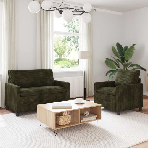 Комплект дивани 2 pcs Зелено Полиестер