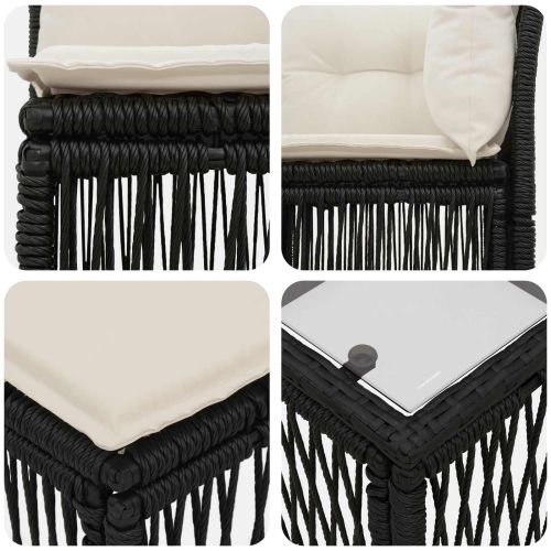 Градински Софа Комплект 5 pcs Черно полиратан