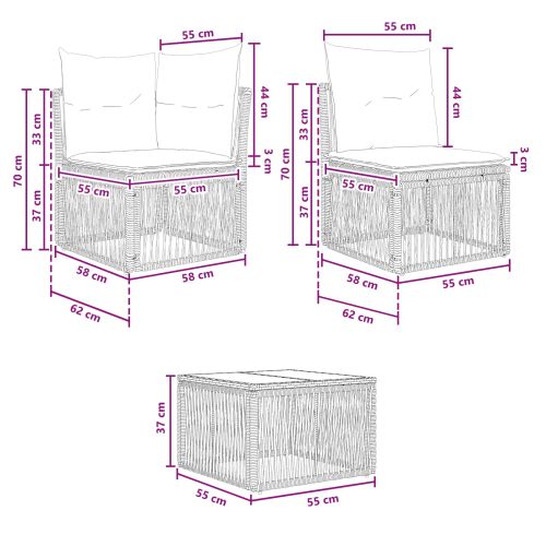 Градински Софа Комплект 12 pcs Черно полиратан
