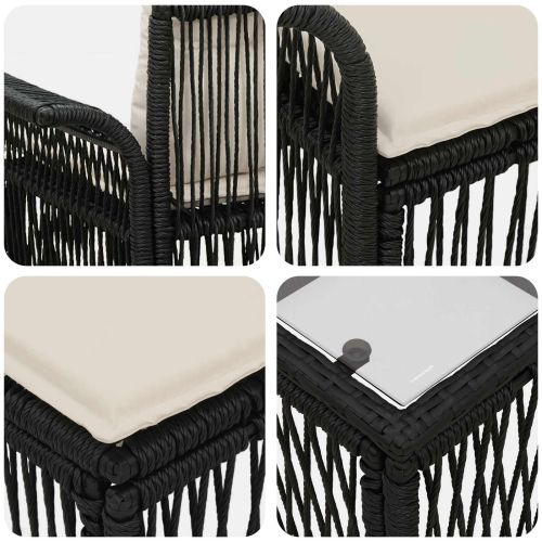 Градински Софа Комплект 6 pcs Черно полиратан