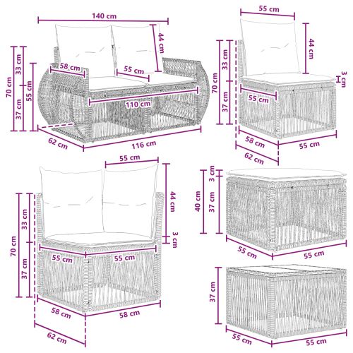 Градински Софа Комплект 10 pcs Бежово полиратан