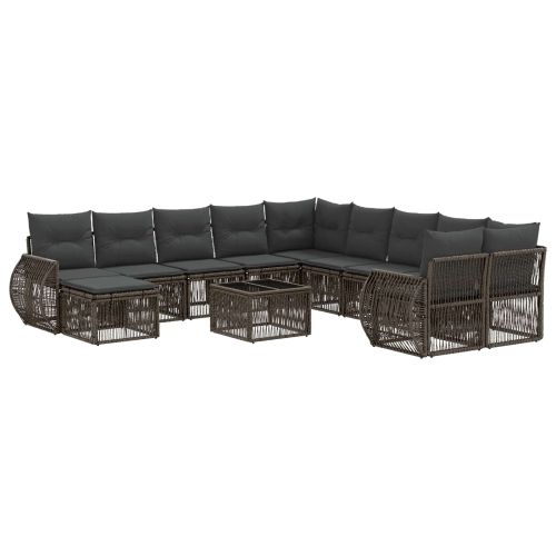 Градински Софа Комплект 12 pcs Сиво полиратан