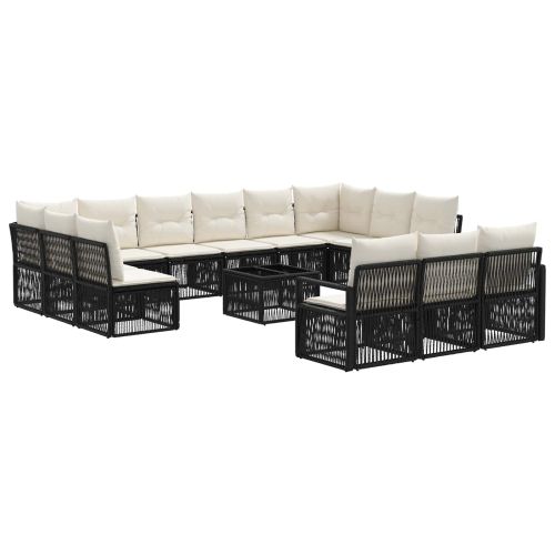 Градински Софа Комплект 14 pcs Черно полиратан
