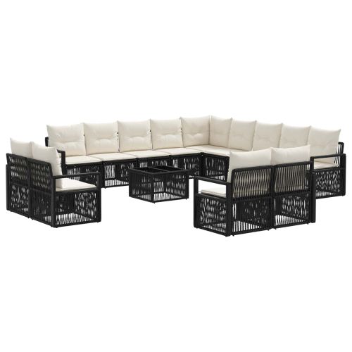 Градински Софа Комплект 14 pcs Черно полиратан
