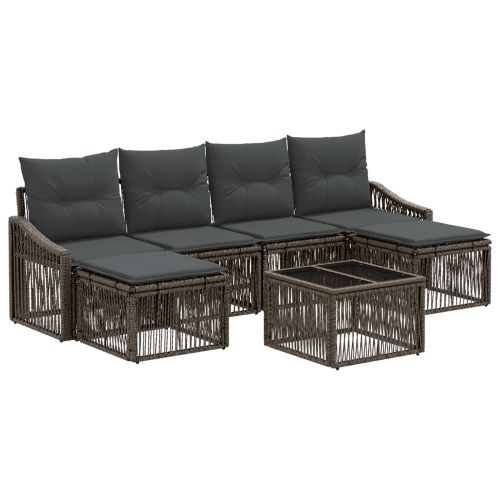 Градински Софа Комплект 7 pcs Сиво полиратан
