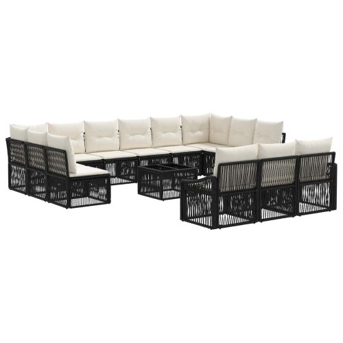 Градински Софа Комплект 14 pcs Черно полиратан