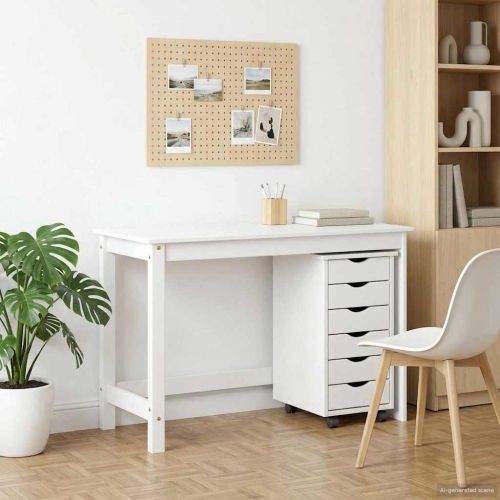 Комплект бюро и подвижен шкаф MOSS 2 pcs Бяло
