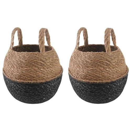 Саксия за растения с дръжки 2 pcs Черно Ø 22 x 20 см