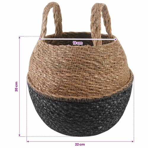 Саксия за растения с дръжки 2 pcs Черно Ø 22 x 20 см