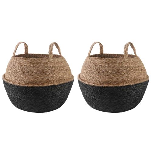 Саксия за растения с дръжки 2 pcs Черно Ø 45 x 36 см