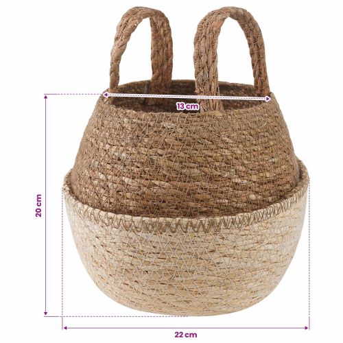 Саксия за растения с дръжки 2 pcs Бяло Ø 22 x 20 см