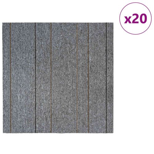 Килимна плочка Светлосиво на ивици 50 x 50 cm 20 pcs ПП и Битум