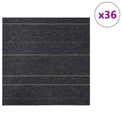 Килимна плочка Тъмносив с ивици 50 x 50 cm 36 pcs ПП и Битум