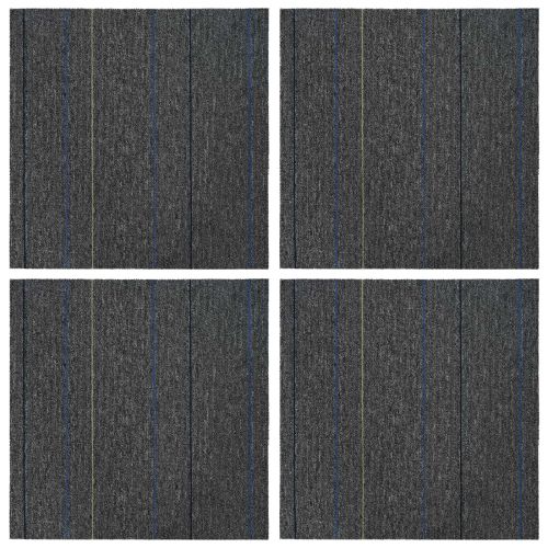 Килимна плочка Средно сиво с ивици 50 x 50 cm 4 pcs ПП и Битум