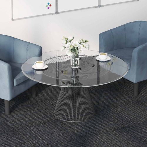 Килимна плочка Средно сиво с ивици 50 x 50 cm 20 pcs ПП и Битум
