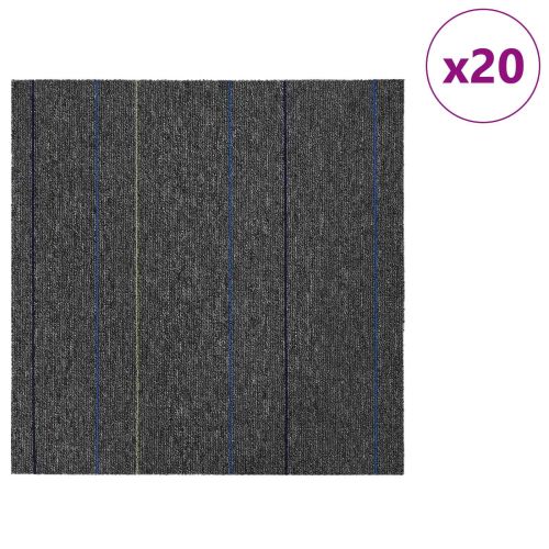 Килимна плочка Средно сиво с ивици 50 x 50 cm 20 pcs ПП и Битум