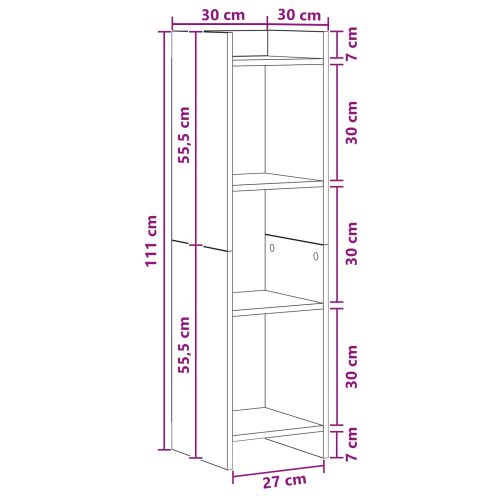 Библиотека Черен дъб 30 x 30 x 111 см Инженерна дървесина