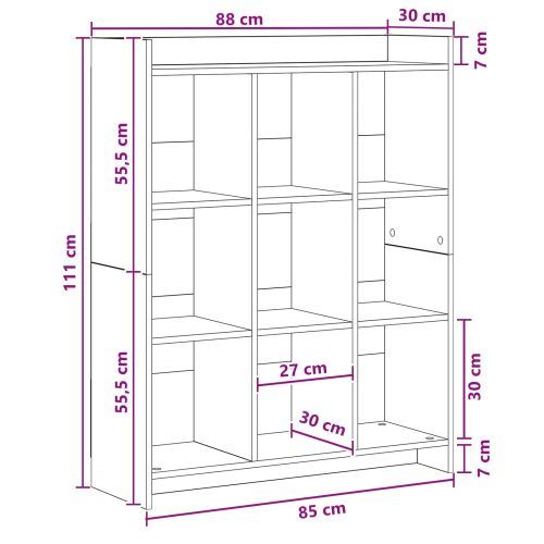 Библиотека Черен дъб 87,5 x 30 x 111 см Инженерна дървесина