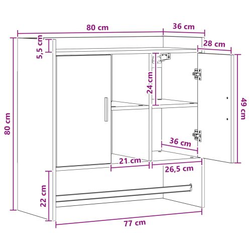 Стенен рафт Монтиране на стена Сив Сонома 80 x 36 x 80 см